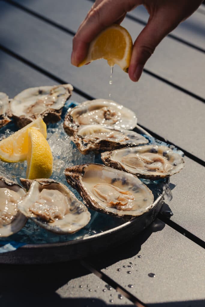 District Seafood Oysters with lemon on the riverwalk