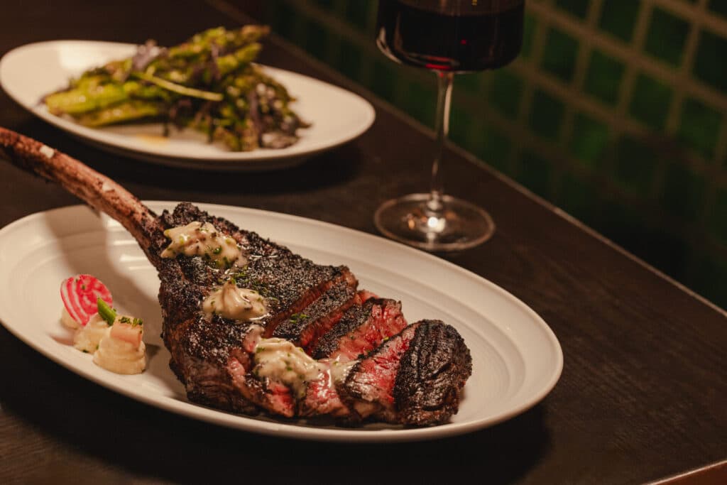 Tomahawk Steak at Stone & Webster Chophouse at JW Marriott Plant Riverside District Savannah